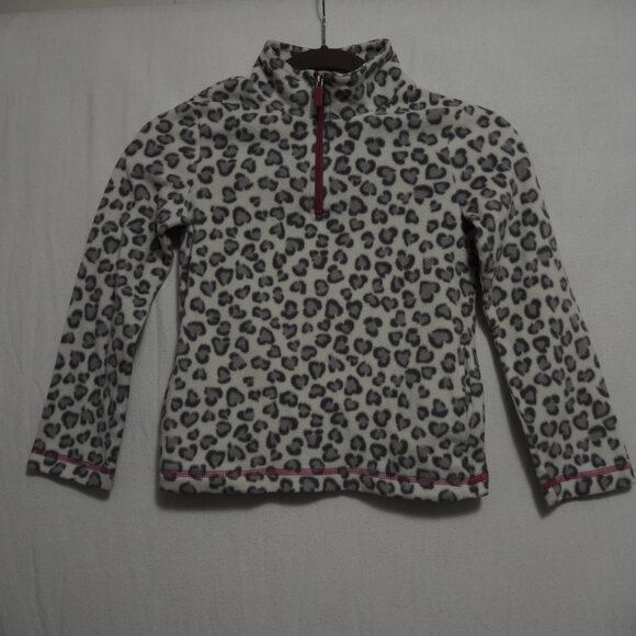 4/$25 Girl Bundle 2 Fleece 1/4 Zip Jackets Gray Leopard Large Colorful Dots Sz M - Picture 7 of 12